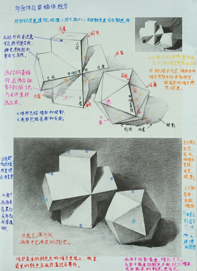 四面体与穿插体组合画法
